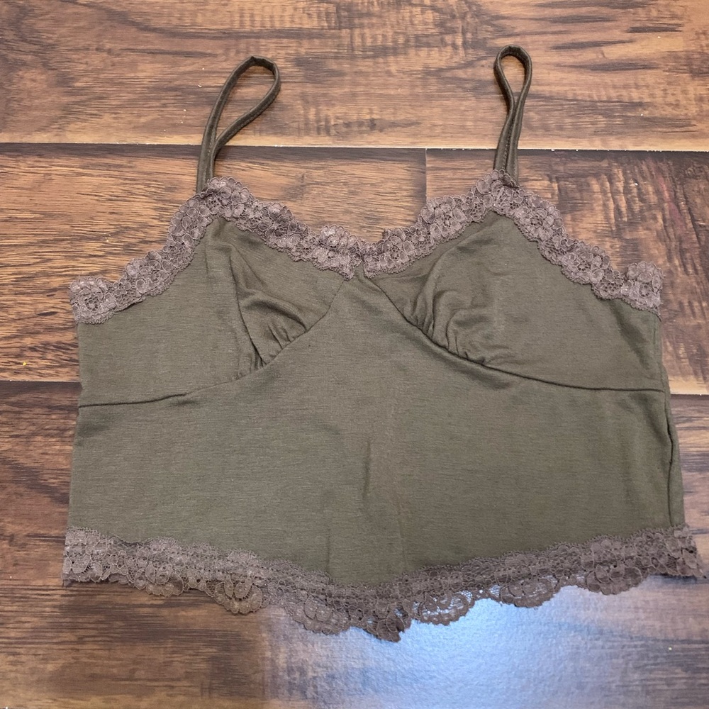 Y2K brown laced camisole tank top